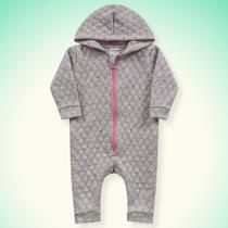 Macacão Longo Menina Com Capuz Moletom Mescla Fakini Macacão Longo Menina Com Capuz Moletom Mescla Fakini