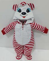 Macacao Longo Moletinho Capuz Bebe Menina Lessa Kids 7873