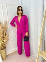 Macacao longo pantalona cor pink tamanho único