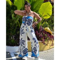 Macacão Longo Pantalona de Viscolinho Cleo - Preto