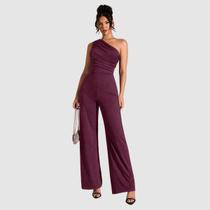 Macacão Longo Pantalona Uma Manga Plissado Viscolycra Luxo Macacão Longo Pantalona Uma Manga Plissado Viscolycra Luxo