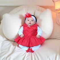 Macacão Longo para Bebê Bela Vermelho 03 peças