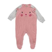 Macacão Longo para Bebê Bordado Menina Plush Rosa -Ralakids