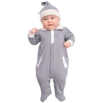 Macacão Longo Paraiso com Touca e Malha Trabalhada Chumbo Macacão Longo Paraiso com Touca e Malha Trabalhada Chumbo