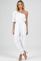 Macacão Longo PKS Um Ombro Só Branco