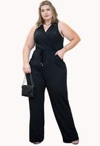 Macacão Longo Plus Size Sem Manga Decote Transpassado Moda Feminina Macacão Longo Plus Size Sem Manga Decote Transpassado Moda Feminina