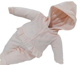 Macacão Longo Plush Bebê Menina Inverno Bordado Capuz 2785 Macacão Longo Plush Bebê Menina Inverno Bordado Capuz 2785