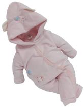 Macacão Longo Plush Bebê Menina Inverno Capuz Bordado 2180 - AG Baby