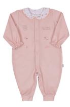 Macacão Longo Plush Bebê Menina Laranja Pastel Letut