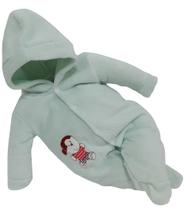Macacão Longo Plush Bebê Menino Bordado Inverno Capuz 2250