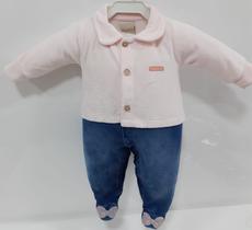 Macacão Longo Plush Jeans Bebê Menina Inverno Katita 2370 Macacão Longo Plush Jeans Bebê Menina Inverno Katita 2370