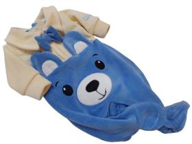 Macacão Longo Plush Luxo Bebê Menino Bordado Lessa Kids 8827