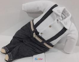 Macacão Longo Plush Luxo Paraiso Bebê Menino Bordado 11571