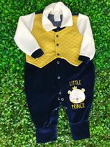 Macacão Longo Plush Masculino c/Colete Estampa Urso