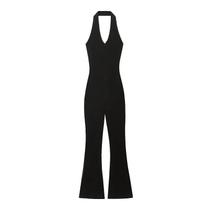Macacão Longo Preto Sem Mangas E Costas Descobertas Para Mulheres, Sexy, Verão, Fitness Macacão Longo Preto Sem Mangas E Costas Descobertas Para Mulheres, Sexy, Verão, Fitness