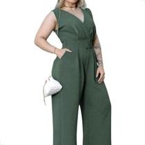 Macacão Longo Regata Pantalona Flare Cinto Alfaitaria Duna