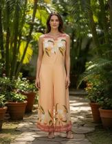 Macacão Longo Regata Premium Pantalona Floral Elegante