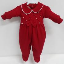 Macacão Longo Suedine Bebê Menina Elastano Luxo Lessa B9085