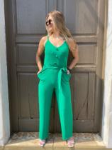 Macacão longo verde tam. único veste 38 a 42