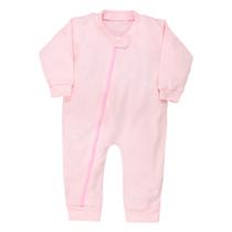 Macacão Longo Zíper Em Suedine para Bebê Menina Rosê Macacão Longo Zíper Em Suedine para Bebê Menina Rosê