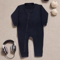 Macacão Longo Zíper Em Suedine Para Bebê Preto Cor:PretoTamanho:9-12M Macacão Longo Zíper Em Suedine Para Bebê Preto Cor:PretoTamanho:9-12M