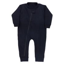 Macacão Longo Zíper Em Suedine para Bebê Preto