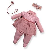 Macacão Luxo Princesa Bordado Renda Tule Pérola Menina