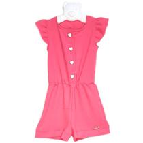 Macacão Macaquinho Infantil Menina Blogueirinha Luxo Festas Rosa Coração