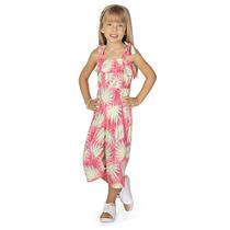 Macacão Macaquinho Infantil Menina Rosa Folhas Festas