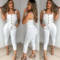 Macacão Macaquinho Jogger Feminino Tendência Acinturado