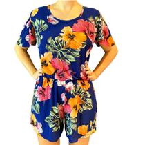 Macacão Macaquinho Moda Feminina Estampado Soltinho Macacão Macaquinho Moda Feminina Estampado Soltinho