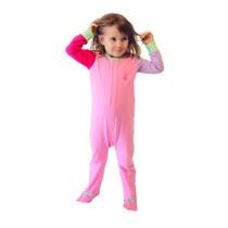 Macacão Magnético Rosa, mangas lavanda e pink e detalhes menta - 3 meses