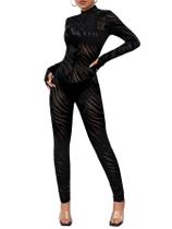 Macacão MakeMechic Sexy Sheer Mesh Transparente de Manga Comprida Macacão MakeMechic Sexy Sheer Mesh Transparente de Manga Comprida