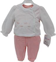 Macacão Malha Algodão Bordado Luxo Bebê Menina Paraiso 12984 Macacão Malha Algodão Bordado Luxo Bebê Menina Paraiso 12984