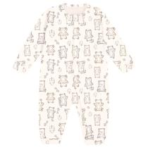 Macacão malha premium bege ursinhos Kiko Baby Macacão malha premium bege ursinhos Kiko Baby