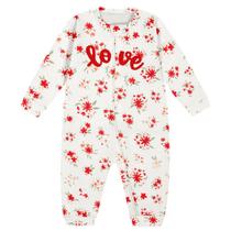 Macacão malha premium off white e vermelho floral Kiko Baby Macacão malha premium off white e vermelho floral Kiko Baby