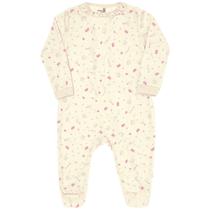 Macacão malha suedine off white coroas Kiko Baby Macacão malha suedine off white coroas Kiko Baby