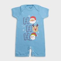 Macacão Manga Curta Baby Duck Comfort - Ho Ho Ho Azul