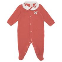 Macacão Manga Longa com Gola Tricot e Suedine - Picnic - Mini & Co.
