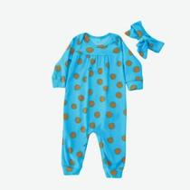 Macacão Manga Longa e Faixa em Suedine para Bebê Menina - Up Baby