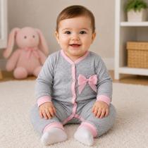 Macacão Manga Longa Malha 100% Algodão Liz Bebê Menina Roupa Infantil