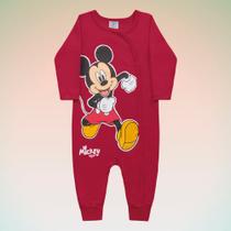 Macacão Manga Longa Meia Estação para Bebê Unissex Disney Mickey Suedine 01087