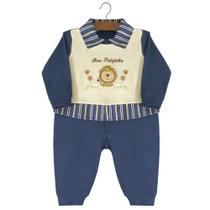 Macacão Manga Longa Menino Aconchego Meu Reizinho Marinho