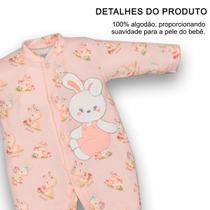 Macacão Manga Longa Suedine Bebê Menina Coelhas Rosa Upi Uli