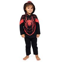 Macacão Marvel Spider-Verse Miles Morales para meninos com zíper preto 2T