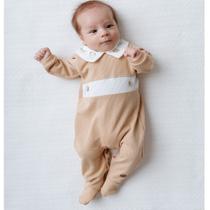 Macacão Masculino Manga Longa Bebê Trico MINI&CO Cor:MarromTamanho:RN