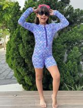 Macacão Menina Termico Uv Estampado Zíper Praia Piscina 0872