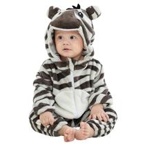 Macacão Michley unissex para bebês e meninas, com capuz, inverno, 6-12 m, Zebra