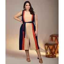 Macacão midi com faixa