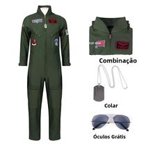 Macacão Militar Verde Exército Para Crianças E Adultos Com Óculos Fantasia Cosplay Top Gun Halloween Macacão Militar Verde Exército Para Crianças E Adultos Com Óculos Fantasia Cosplay Top Gun Halloween